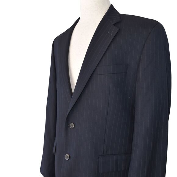 Lauren Ralph Lauren Sport Coat 44R Dark Navy Pinstripe 100% Wool - Picture 2 of 10